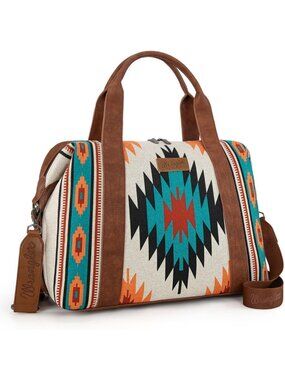 Large Beige Aztec Duffel Bag for Women | Stylish Travel Weekender Carry-On Bag